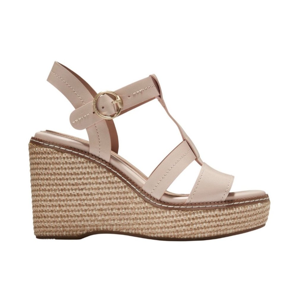 COLE HAAN Women's Cloudfeel All Day Espadrille Wedge Sandals Peach Whip Pink 9B - Picture 3 of 6